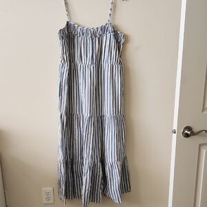 Aerie Blue and White Striped Maxi Dress - L